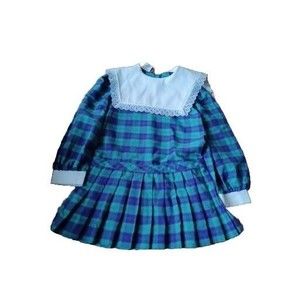 Girls Dress Lace Collar VTG SWEET LIBErty Green Red Plaid Christmas Dress size6